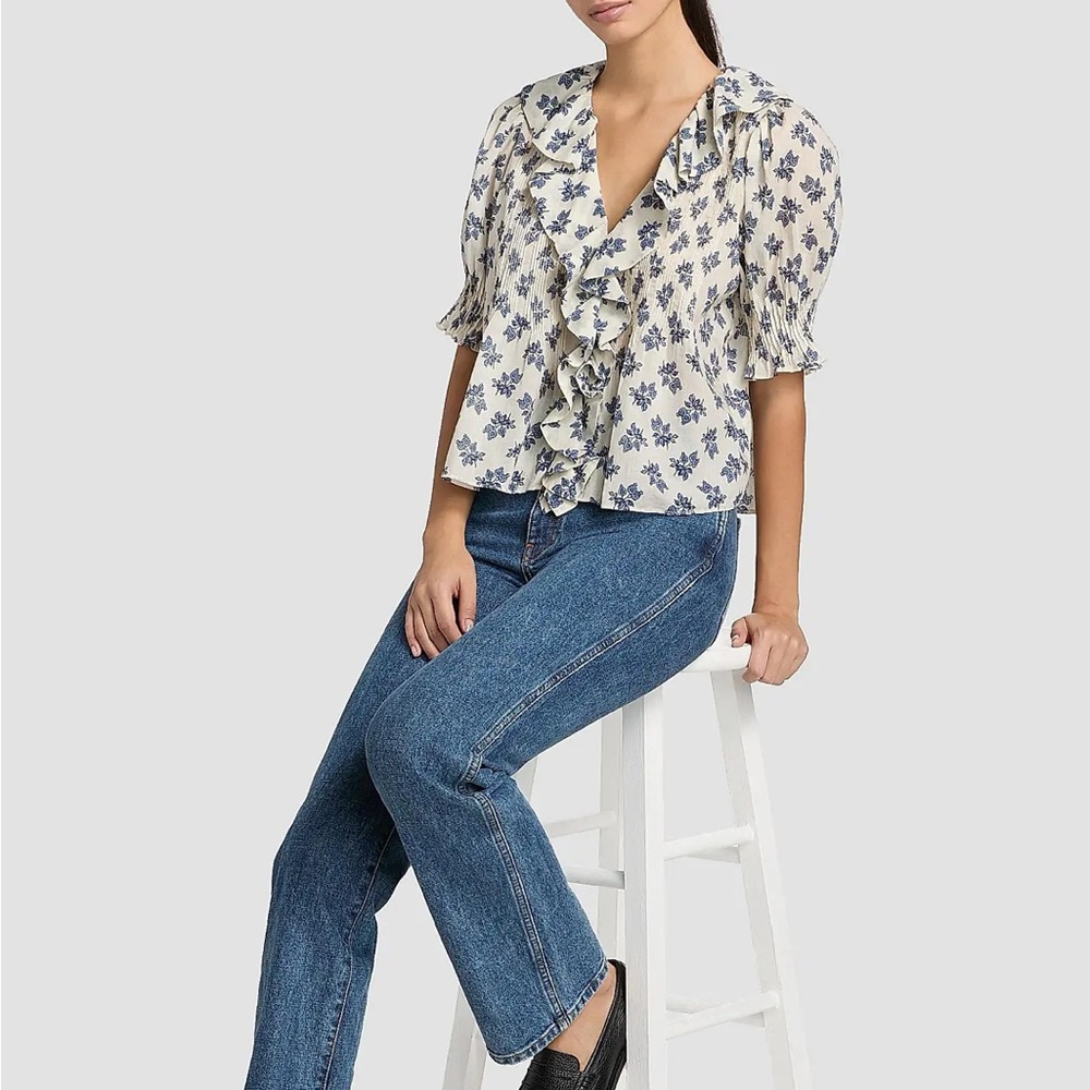 DÔEN Henri Floral Cotton V-Neck Blouse large